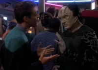 Bashir and Garak in line
