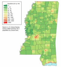 Mississippi population map