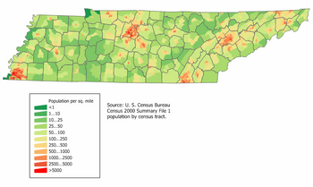Tennessee population map