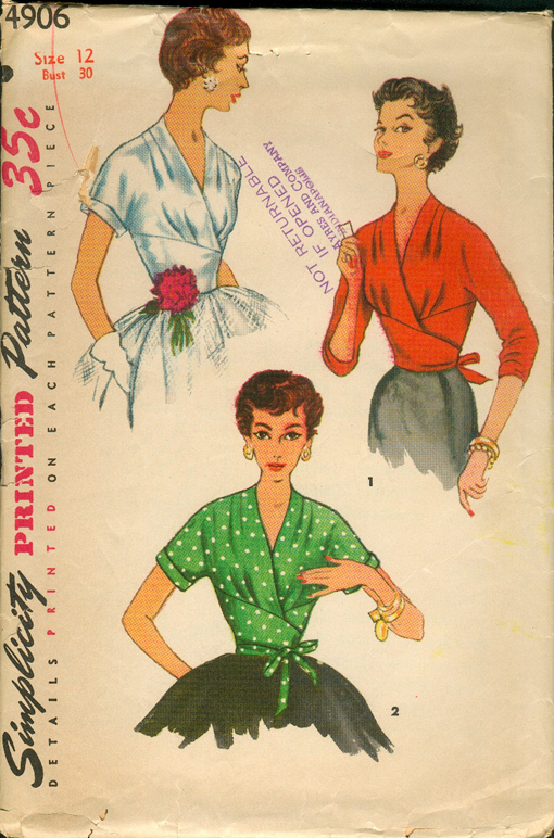 simplicity 4906 vintage sewing patterns blouse sewing patterns 510x772 S4906 Blouse Sewing Patterns
