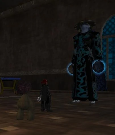 Romie visiting her favorite silly lizard, Morantis.