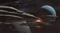 Concepto de arte de los cruceros calamaris por Ralph McQuarrie.