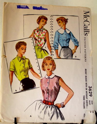 Mccall Patterns on Mccalls Pattern 3629 Vintage 50s Misses Blouses Dated 1956 This Is A