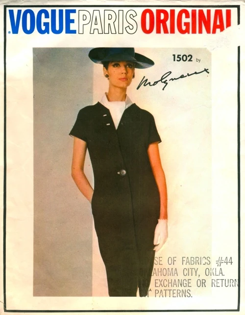 Vogue 1502 Vogue 1502 1960s Molyneux dress ascot pattern Simone D'Aillencourt Vogue Paris Original