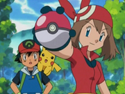 EP278 Aura mostrando una Poké Ball