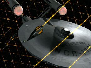 Enterprise trapped in a Tholian web