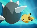 EP487 Pikachu esquivando cabezazo zen