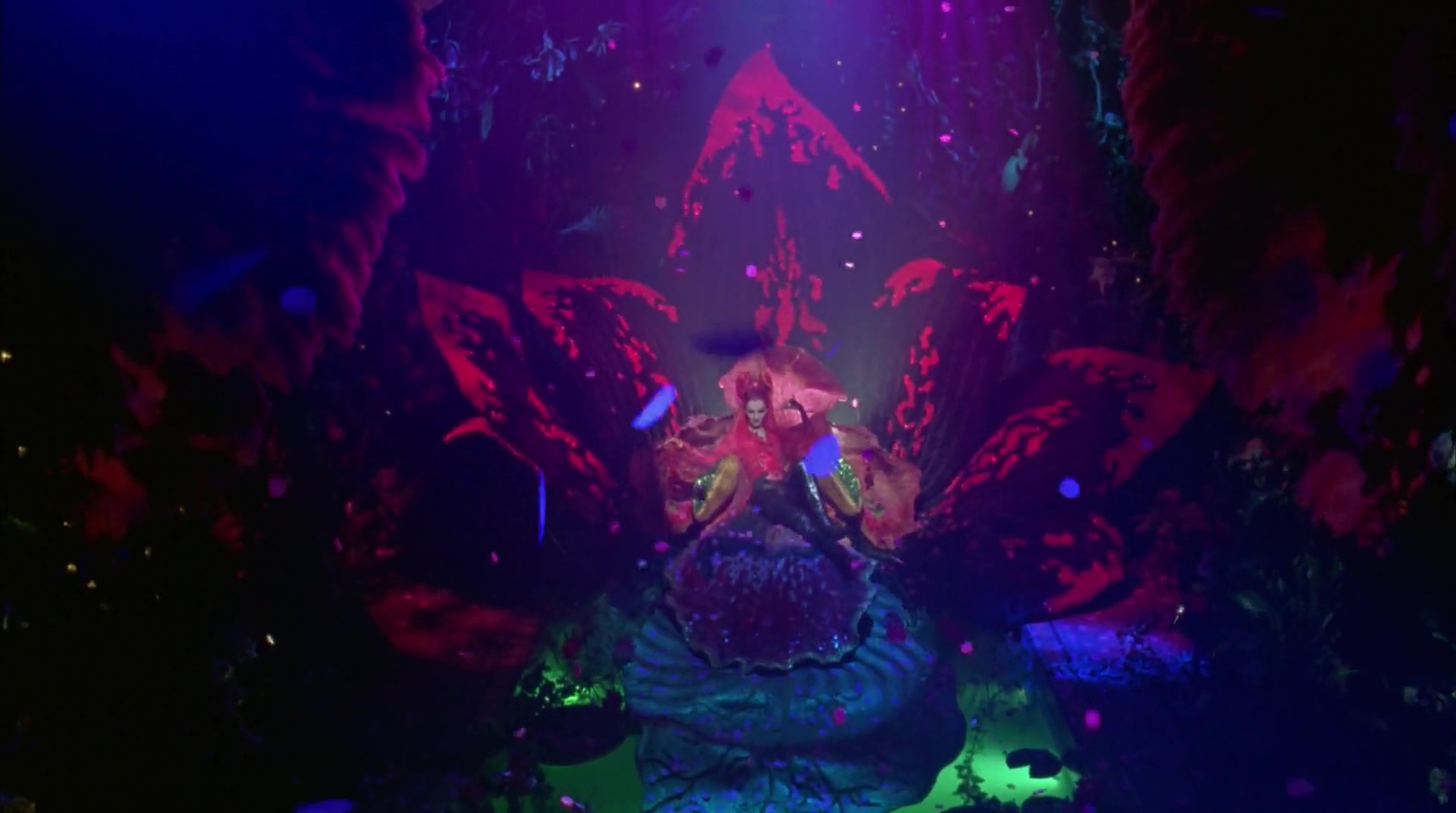 Image from'Batman Robin' 1997 Poison Ivy Uma Thurman in her lair at