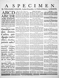 Caslon-schriftmusterblatt