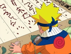 Naruto About To Sign His Name In The Contract