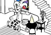 Harlequin with arms