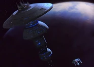 USS Enterprise approaches Earth Spacedock