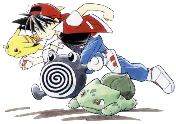 Red, Pika, Saur, y Poli en la primera saga.