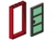B003-Red Frame, Black Door, Green Pane