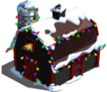 Black Barn with snow and lights