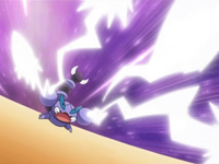 Un Skorupi usando pin misil en el Concurso Pokémon de Chocovine.