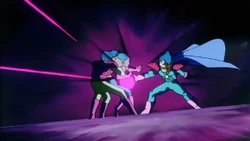 King Vegeta fires the Execution Beam against Paragus