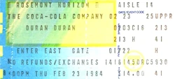 Duran duran ticket 23 february 1984
