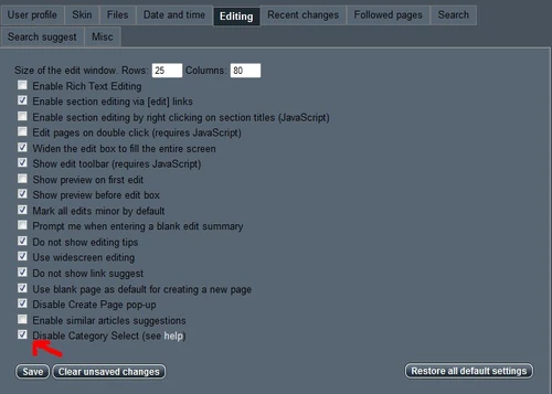 Edit prefs