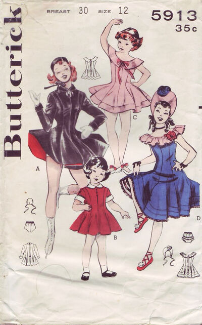 Figure Skating Clothes  Girls on Butterick 5913  1950s  Girls  Dance Costumes  Ice Skating Costume  And