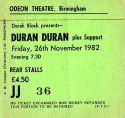 Ticket 26 nov 1982 duran duran