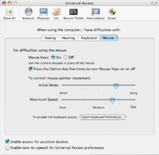 Mouse Keys Setup- Mac OS X