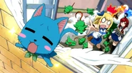 Cat running away from a mice