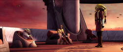 Kist Fisto rapporteerd aan Yoda en Mace Windu