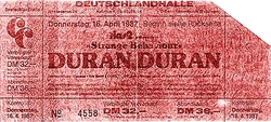 Ticket duran duran 1987-04-16 ticket