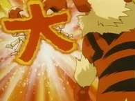 EP063 Arcanine de Gary usando Llamarada