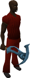 A player wielding a rune pickaxe