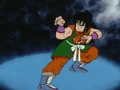 Yamcha getting ready for his wolf fang fist