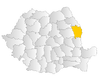 Map of Romania highlighting Vaslui County