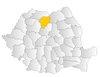 Map of Romania highlighting Bistriţa-Năsăud County