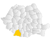 Map of Romania highlighting Dolj County