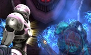 Dark Samus approaches Light Suit