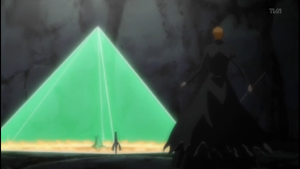 Ichigo comes across Yamamoto's barrier