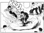 Ranma jumps away