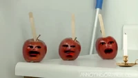 Popsicle stick stab apples
