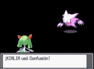 Kirlia usando confusión en Pokémon Oro HeartGold y Plata SoulSilver