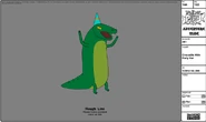 Modelsheet crocodile withpartyhat