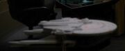 USS Saratoga display model at Sisko's office