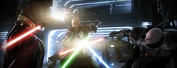Jedi Master versus two Sith
