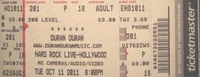 Hard rock live ticket duran duran 2011