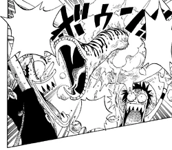 Usopp und Luffy werden mit der Überraschung der Tamagumo konfrontiert