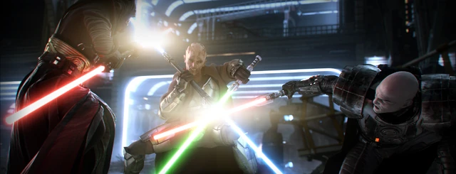 Jedi Master versus two Sith