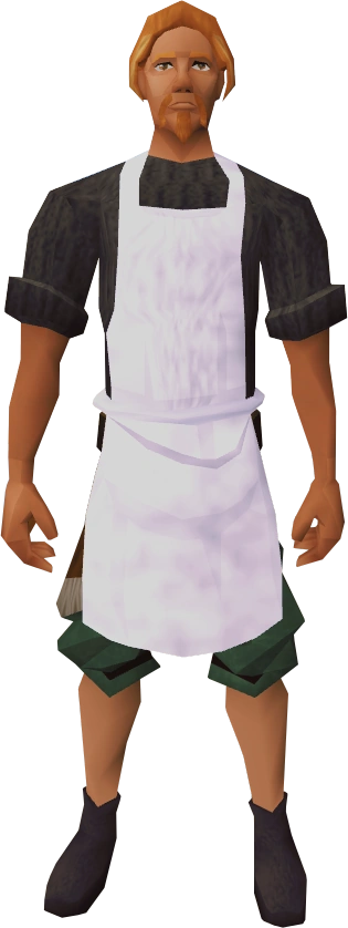White apron equipped