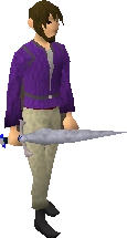 White decorative sword equipped