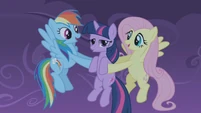 Fluttershy and Rainbow Dash catch Twilight S01E02