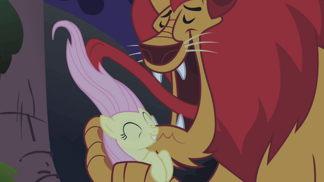 640px-Manticore_licking_Fluttershy%27s_mane_S1E02.png
